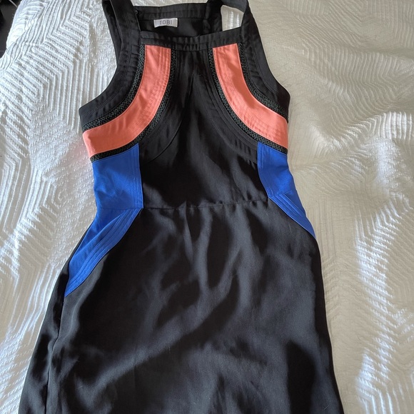 Color block black dress with blue and peach color - Picture 5 of 5